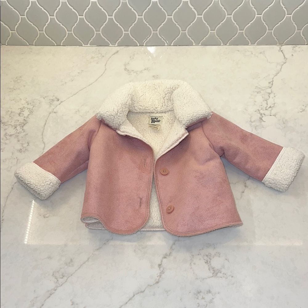Baby OshKosh B’Gosh Never Worn Pink Suede Sherpa-Lined Kids Jacket
